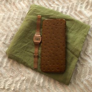 Cognac Brown Textured Clutch